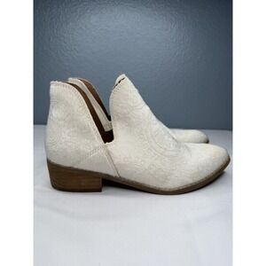 Mi.iM Women 7 Leather Western Ankle Bootie Calf Hair  Cowgirl White Rodeo Cutout